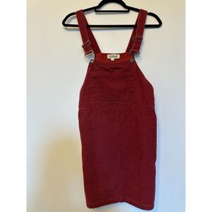 Listicle Red Corduroy Overall Dress Size Medium